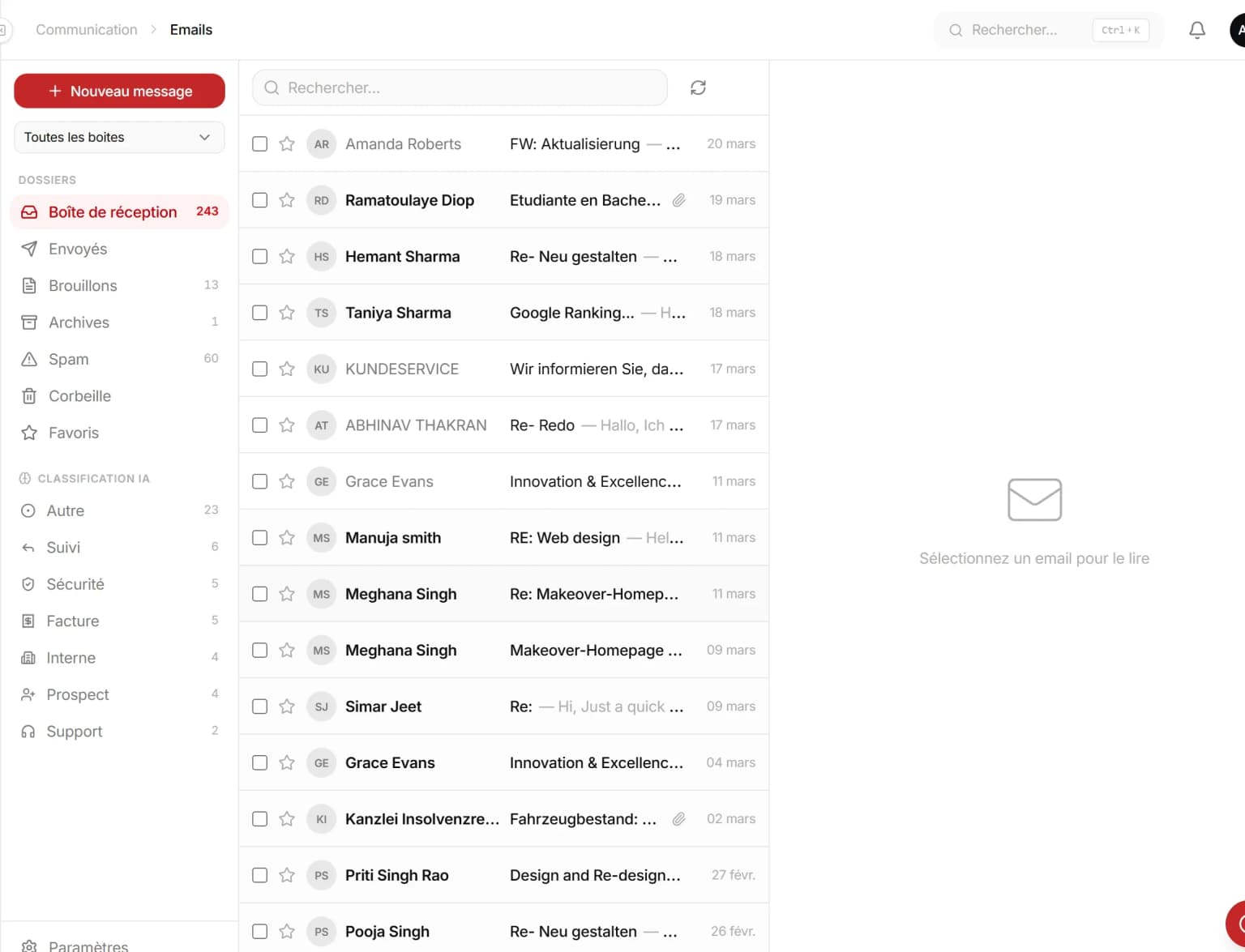 Email & Calendrier Intégré — capture d'écran